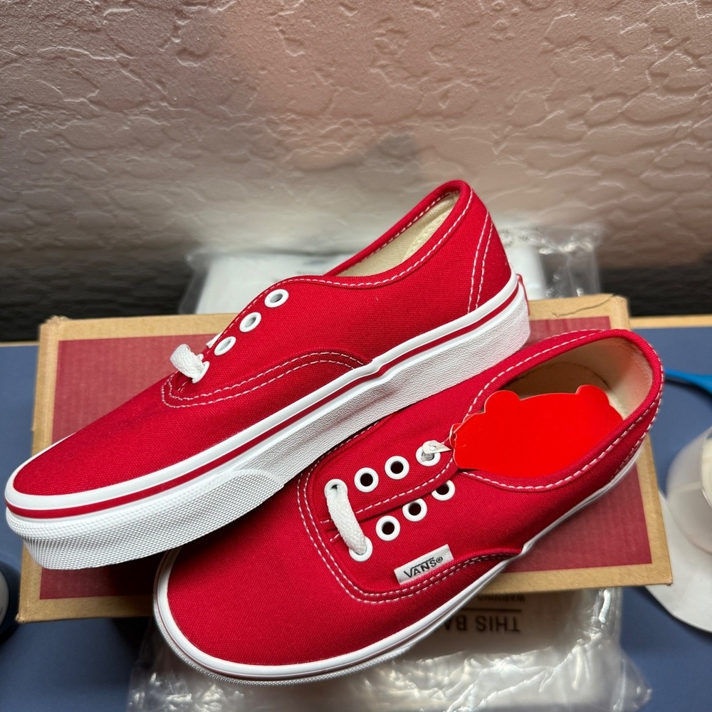 Vans Authentic Red‎ Kids Canvas Skate Shoes VN000WWX6RT Size 13.5 NEW